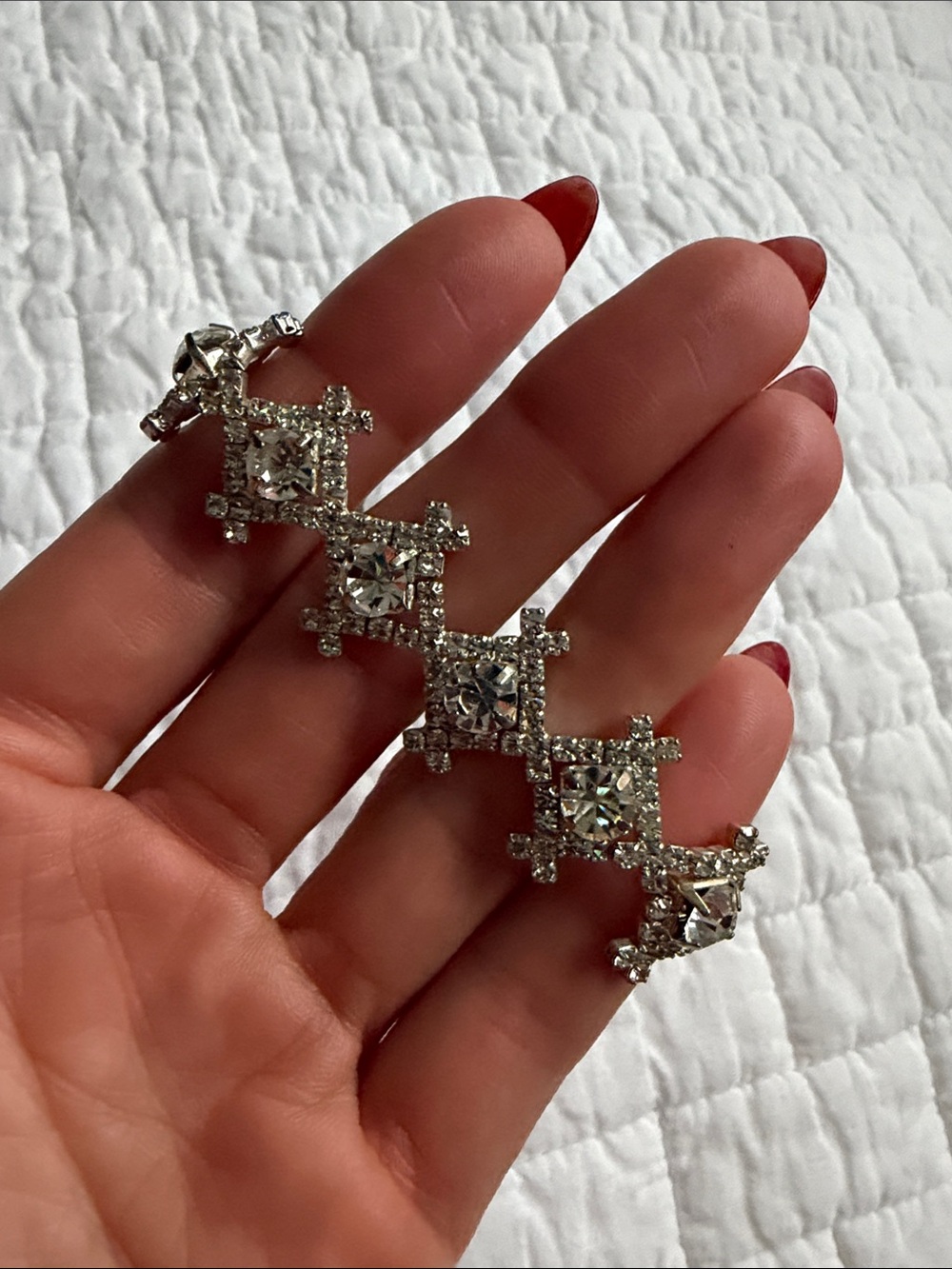 Silver Crystal Statement Bracelet - Sparkling Clear Stones